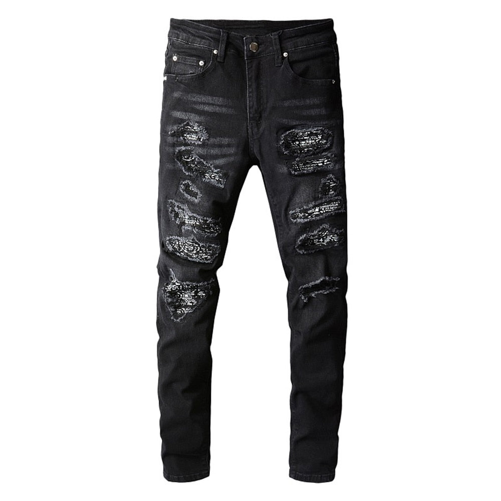 Black Bandanna Ripped Jeans - Vogue Vista